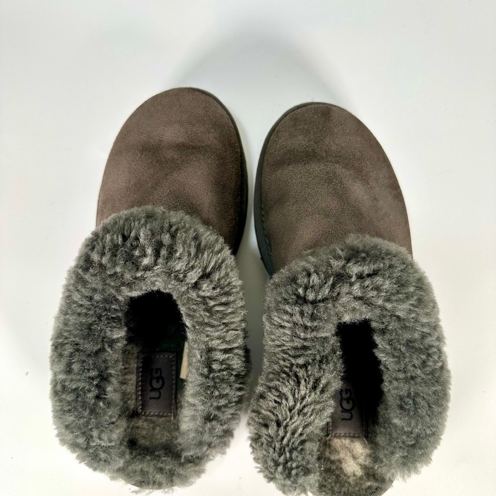 UGG Women's Cluggete Slippers Sheepskin Wool Leather GRAY - Picture 5 of 10